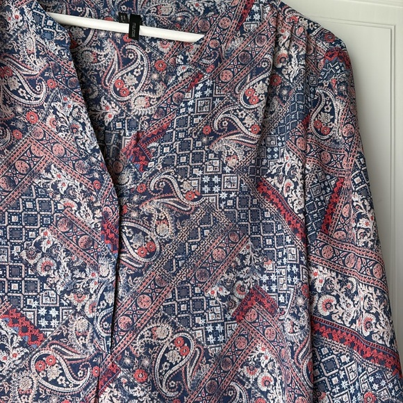 Maurices Paisley Print Blouse - Red and Blue - Picture 3 of 5